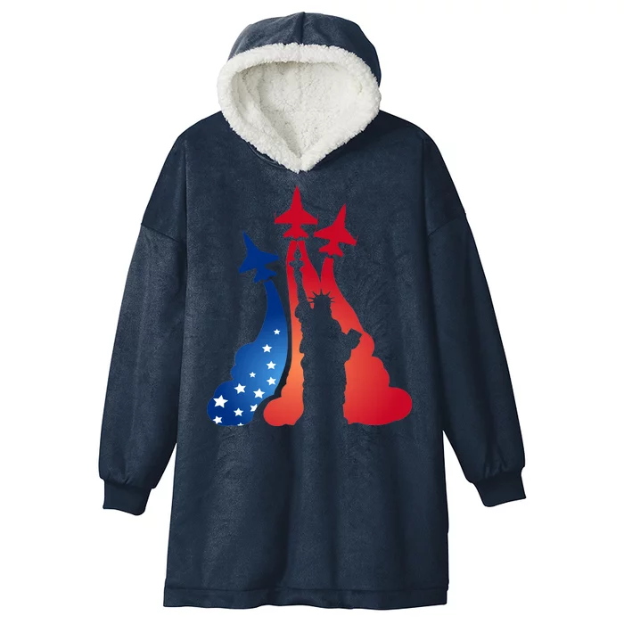 United States Air Force Jets Statue Of Liberty Hooded Wearable Blanket