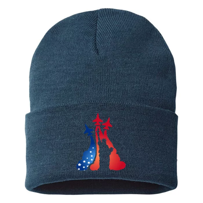 United States Air Force Jets Statue Of Liberty Sustainable Knit Beanie