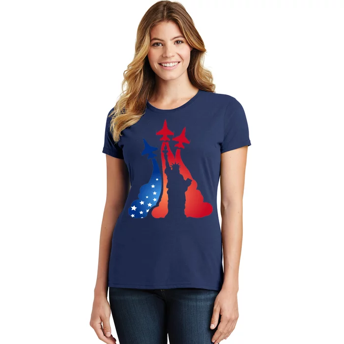 United States Air Force Jets Statue Of Liberty Women's T-Shirt