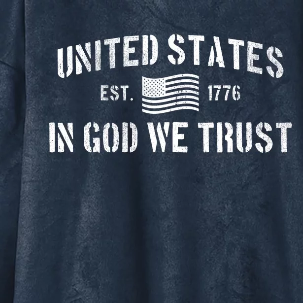 United States Est. 1776 In God We Trust Hooded Wearable Blanket