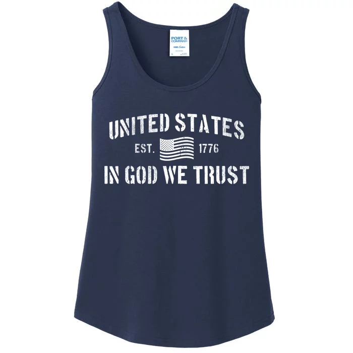 United States Est. 1776 In God We Trust Ladies Essential Tank