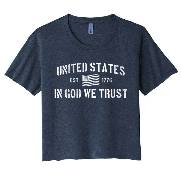 United States Est. 1776 In God We Trust Women's Crop Top Tee