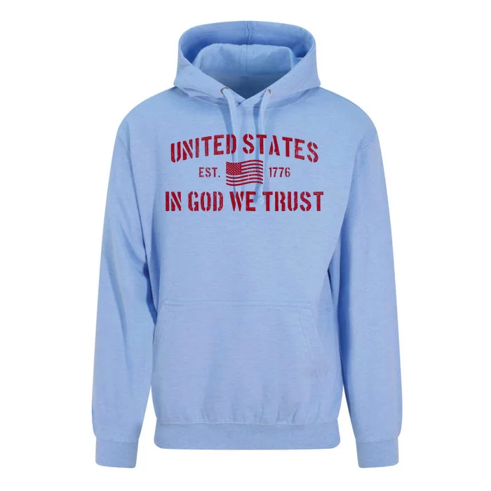 United States Est. 1776 In God We Trust Unisex Surf Hoodie