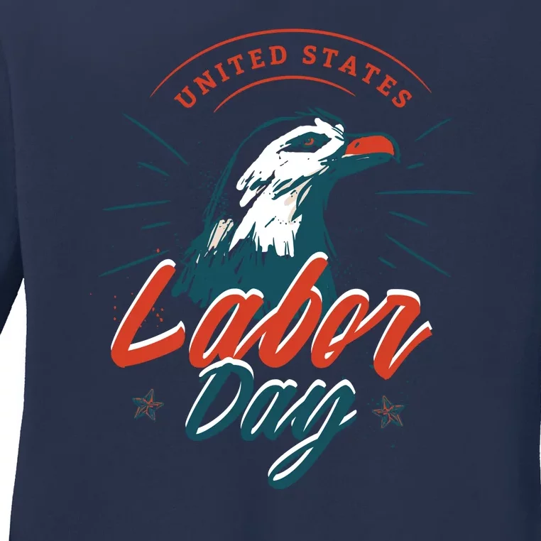 United States Labor Day Eagle Ladies Long Sleeve Shirt