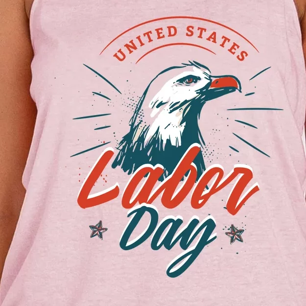 United States Labor Day Eagle Women's Knotted Racerback Tank