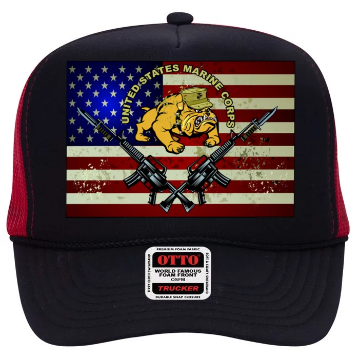 United States Marine Corps Bulldog High Crown Mesh Trucker Hat