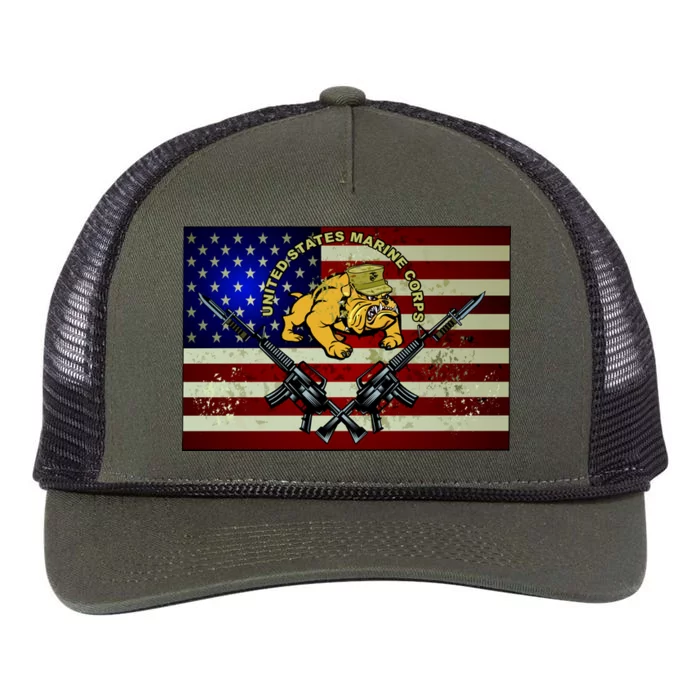 United States Marine Corps Bulldog Retro Rope Trucker Hat Cap