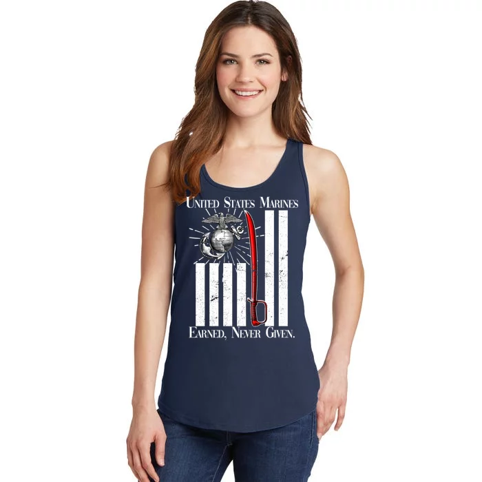 United States Marines Earned Never Given Flag Ladies Essential Tank