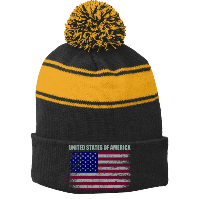 United States Of America Stripe Pom Pom Beanie