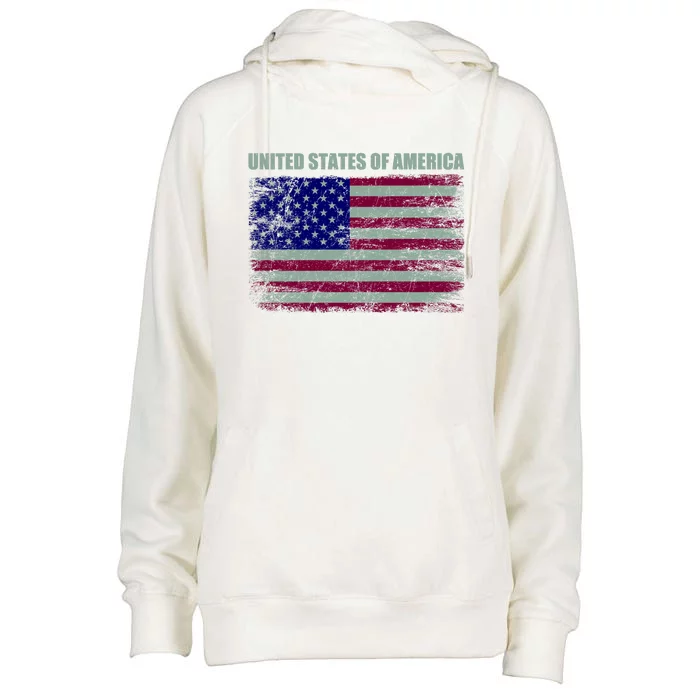 United States Of America Womens Funnel Neck Pullover Hood