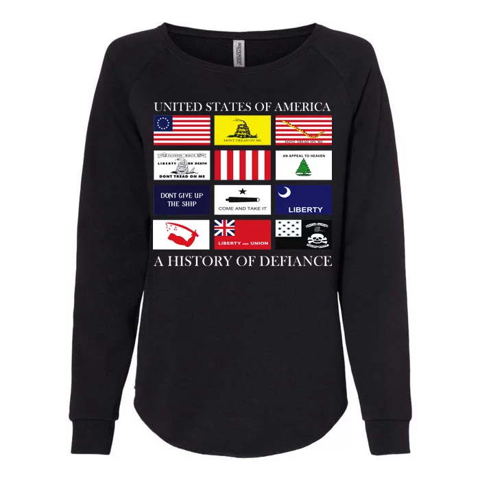 United States Of America A History Of Defiance Womens California Wash Sweatshirt