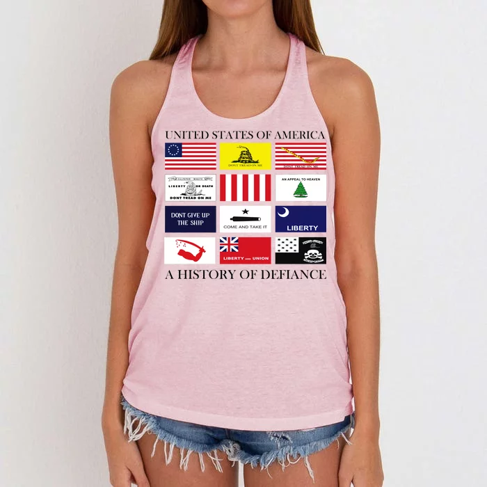 United States Of America A History Of Defiance Women's Knotted Racerback Tank