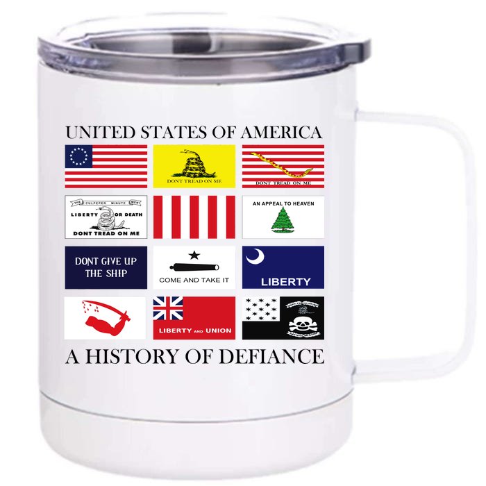 United States Of America A History Of Defiance Front & Back 12oz Stainless Steel Tumbler Cup