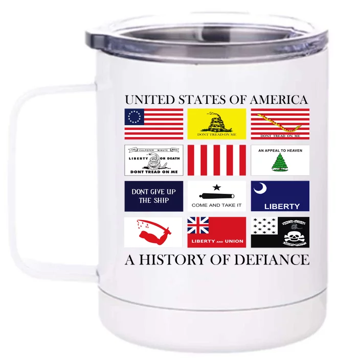 United States Of America A History Of Defiance Front & Back 12oz Stainless Steel Tumbler Cup