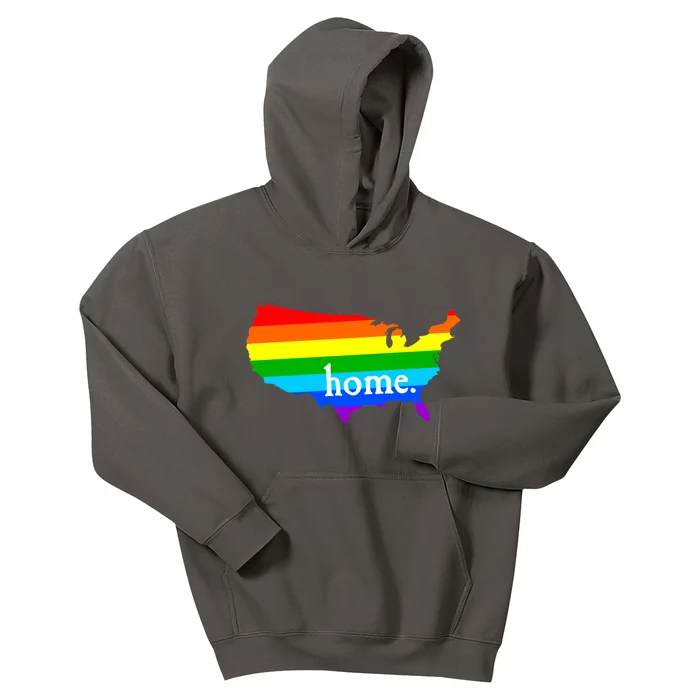 United States of America Home. Rainbow Pride Kids Hoodie