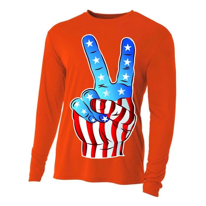 United States of America Peace Flag Stars Cooling Performance Long Sleeve Crew