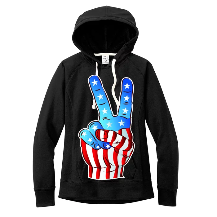 United States of America Peace Flag Stars Women's Fleece Hoodie