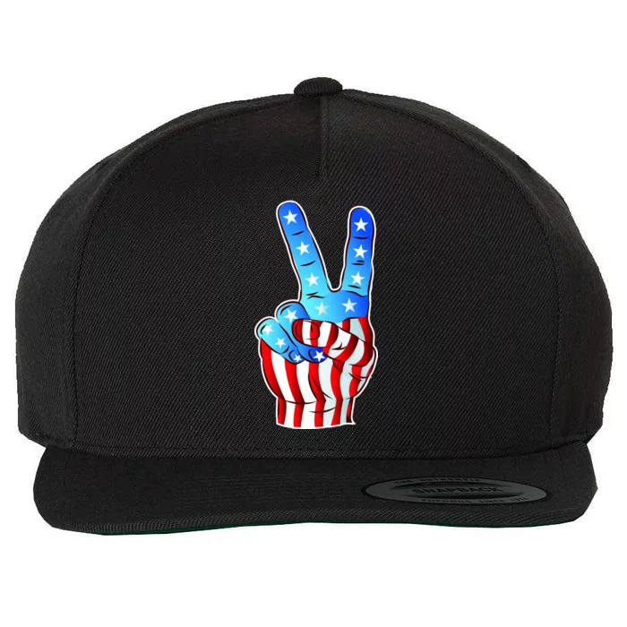 United States of America Peace Flag Stars Wool Snapback Cap