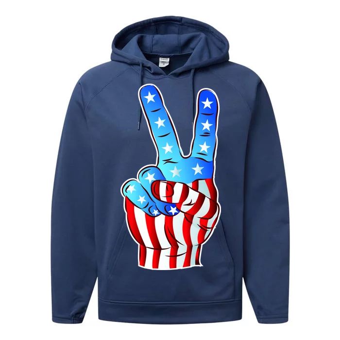 United States of America Peace Flag Stars Performance Fleece Hoodie