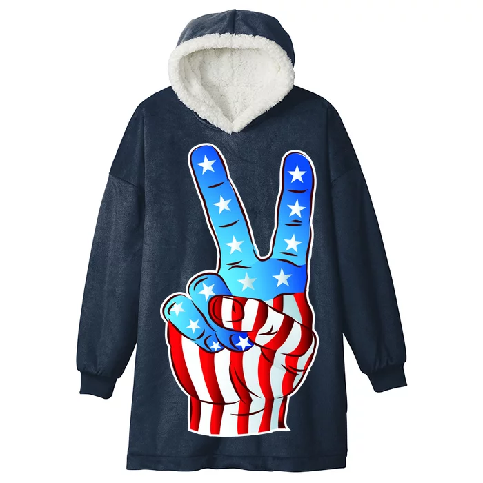 United States of America Peace Flag Stars Hooded Wearable Blanket