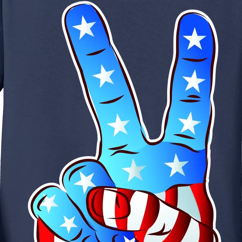 United States of America Peace Flag Stars Kids Long Sleeve Shirt