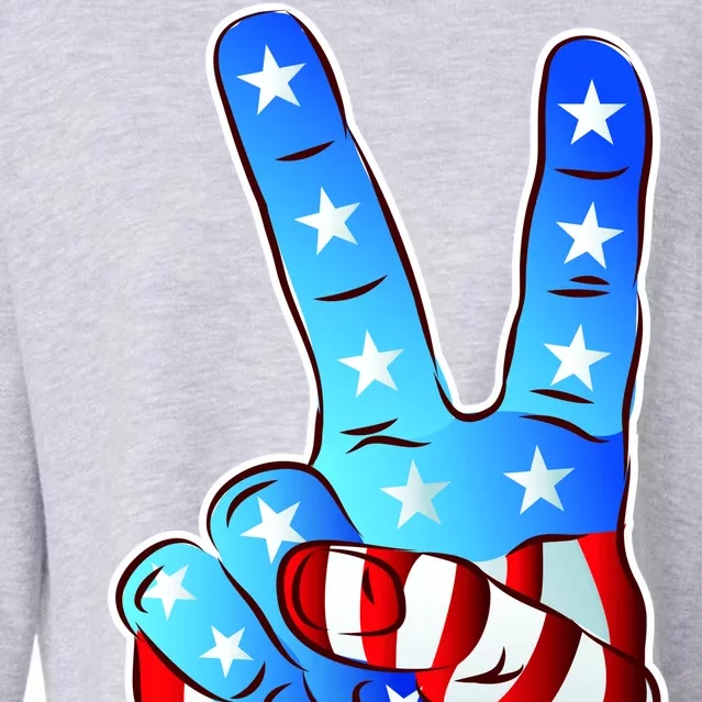 United States of America Peace Flag Stars Cropped Pullover Crew