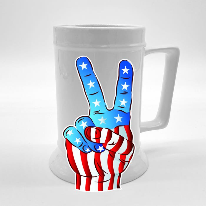 United States of America Peace Flag Stars Front & Back Beer Stein