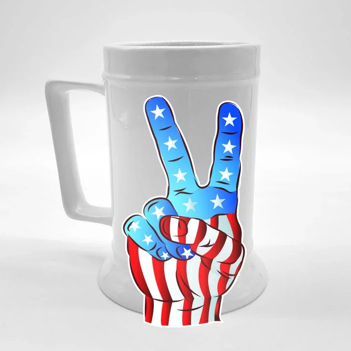 United States of America Peace Flag Stars Front & Back Beer Stein