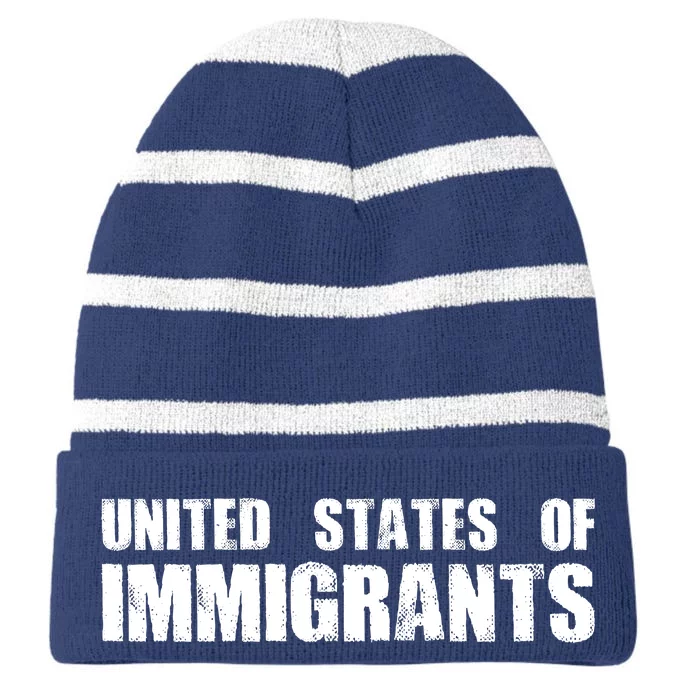 United States of Immigrants American Citizen Striped Beanie with Solid Band