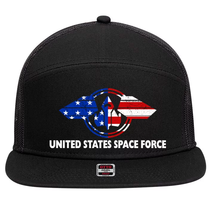 United States Space Force 7 Panel Mesh Trucker Snapback Hat