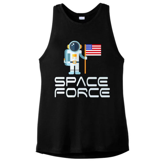 United States Space Force Astronaut Flag Ladies Tri-Blend Wicking Tank