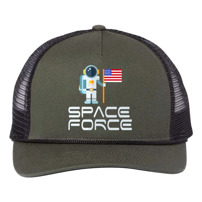 United States Space Force Astronaut Flag Retro Rope Trucker Hat Cap