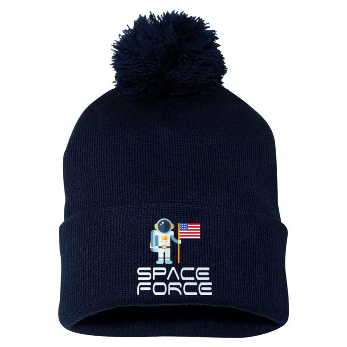 United States Space Force Astronaut Flag Pom Pom 12in Knit Beanie