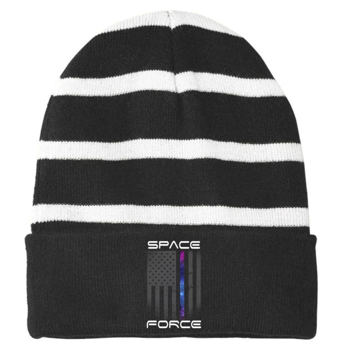 United States Space Force Flag Striped Beanie with Solid Band