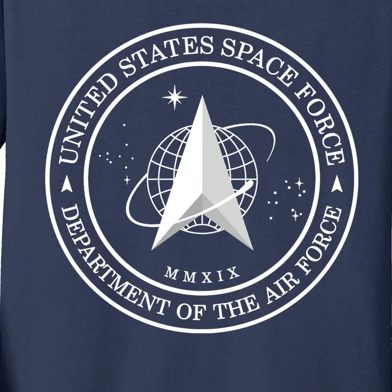 United States Space Force Outline Logo Kids Long Sleeve Shirt