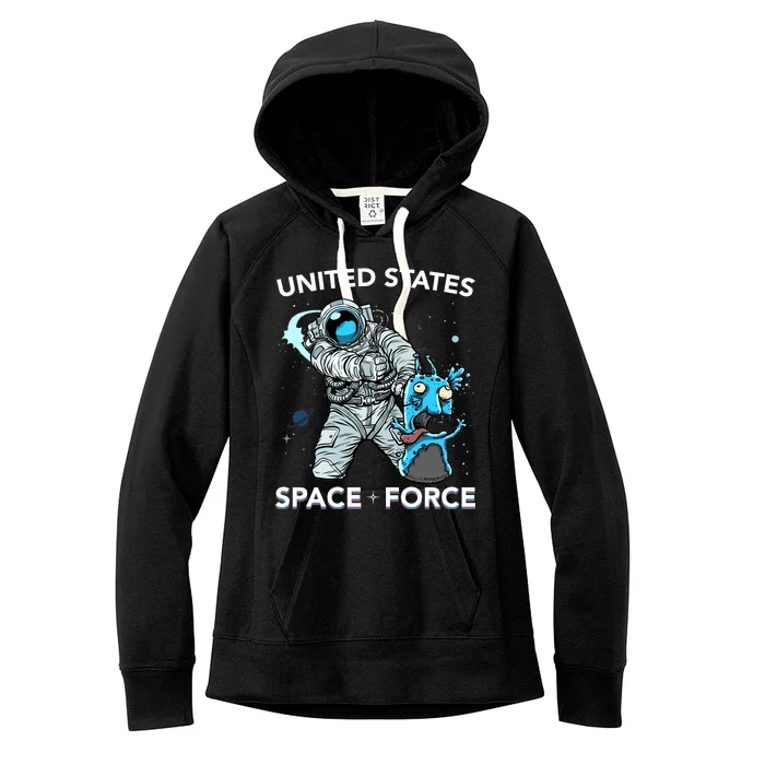 United States Space Force USSF Alien Fight Women's Fleece Hoodie