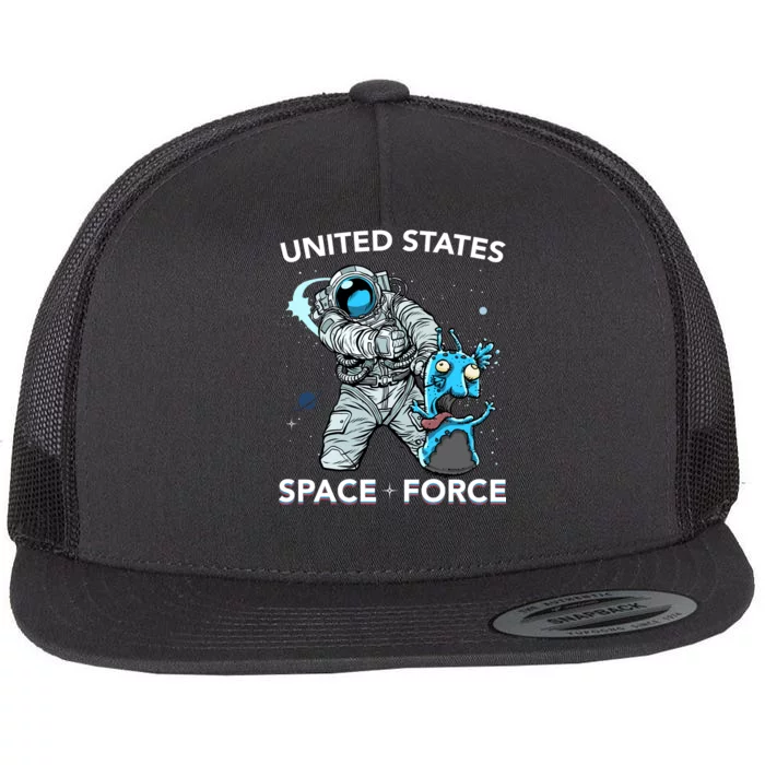 United States Space Force USSF Alien Fight Flat Bill Trucker Hat