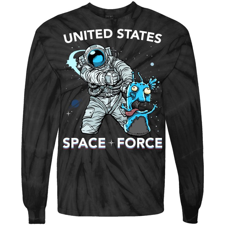 United States Space Force USSF Alien Fight Tie-Dye Long Sleeve Shirt