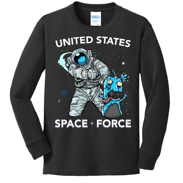 United States Space Force USSF Alien Fight Kids Long Sleeve Shirt