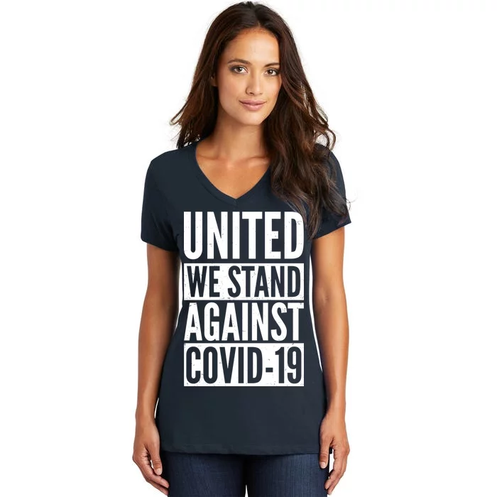 United We Stand Against Covid-19 Women's V-Neck T-Shirt