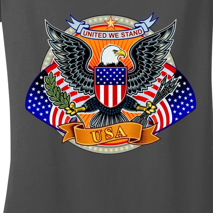 United We Stand USA Eagle Crest Women's V-Neck T-Shirt