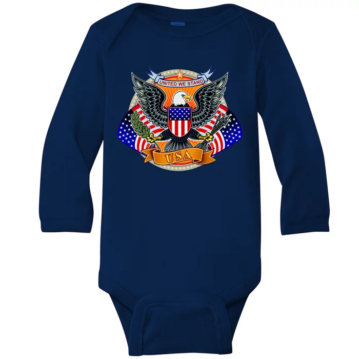 United We Stand USA Eagle Crest Baby Long Sleeve Bodysuit