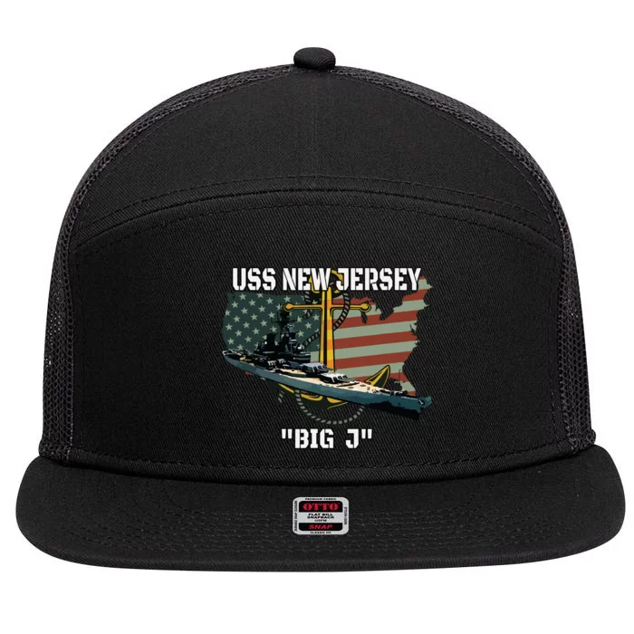 Uss New Jersey Bb62 Battleship Veterans Day Warship Father 7 Panel Mesh Trucker Snapback Hat