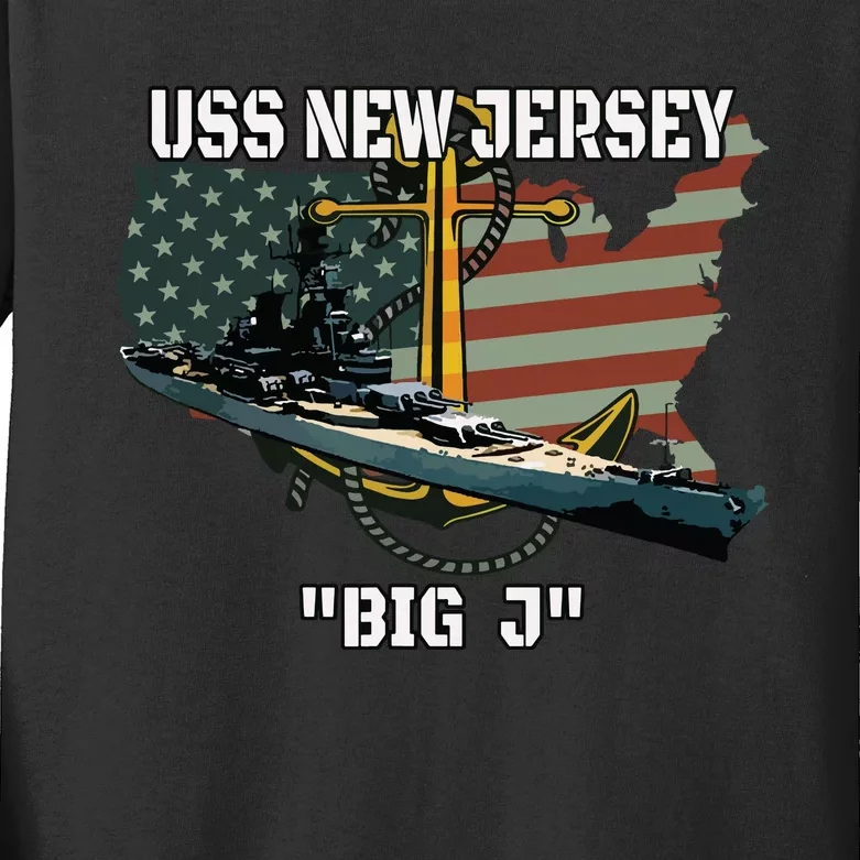 Uss New Jersey Bb62 Battleship Veterans Day Warship Father Kids Long Sleeve Shirt