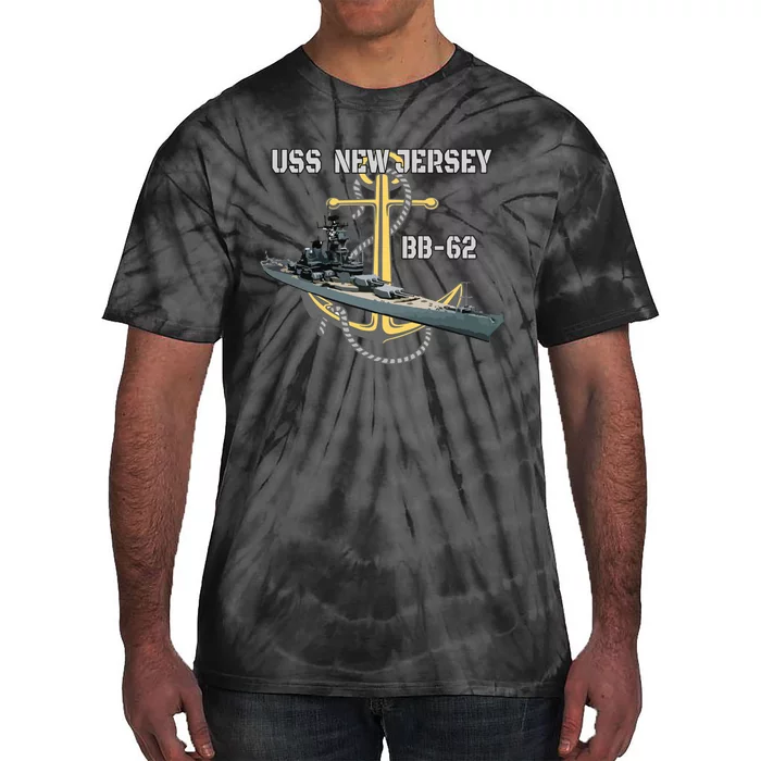 Uss New Jersey Bb62 Battleship Ww2 American Warship Veteran Tie-Dye T-Shirt