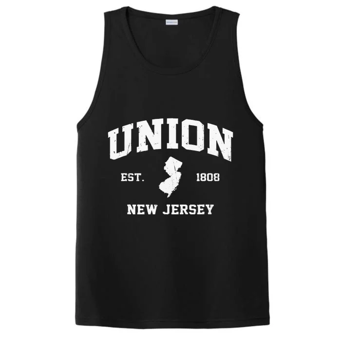 Union New Jersey NJ Vintage State Athletic Style Performance Tank