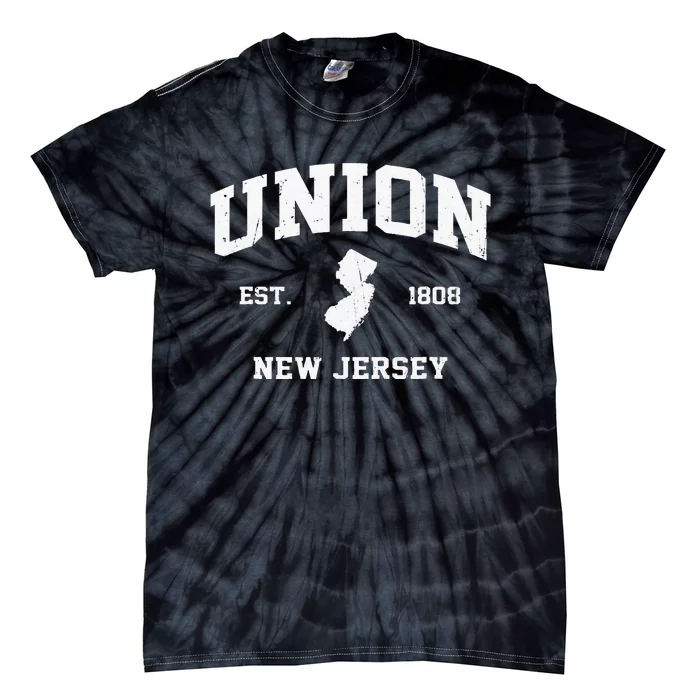 Union New Jersey NJ Vintage State Athletic Style Tie-Dye T-Shirt