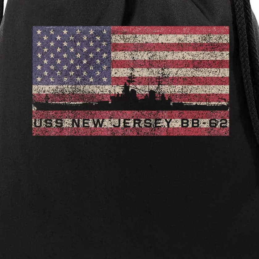 Uss New Jersey Bb62 Ww2 Battleship Usa American Flag Drawstring Bag