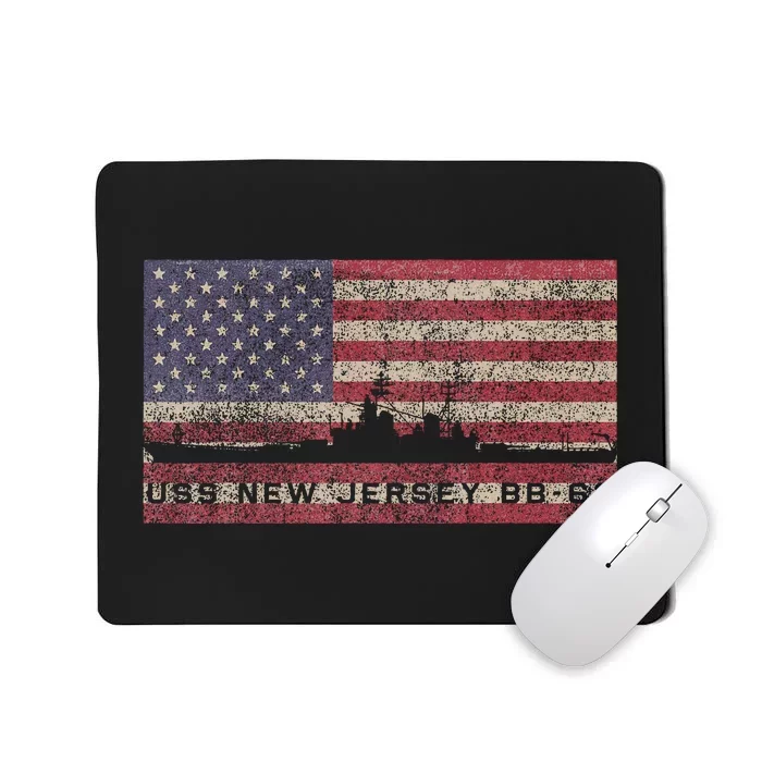 Uss New Jersey Bb62 Ww2 Battleship Usa American Flag Mousepad