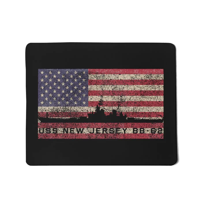 Uss New Jersey Bb62 Ww2 Battleship Usa American Flag Mousepad